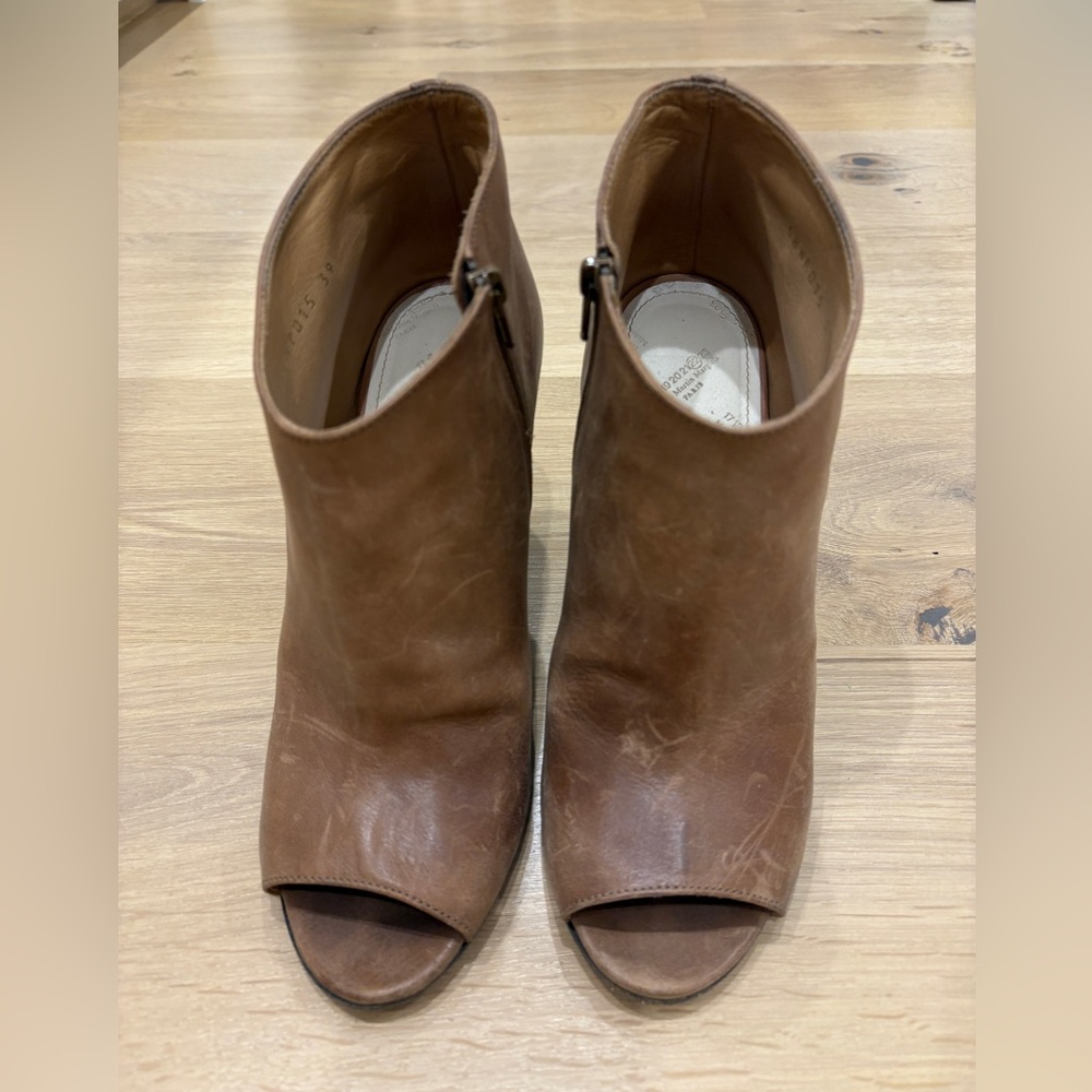 Maison Martin Margiela Peep-Toe Leather Ankle Booties